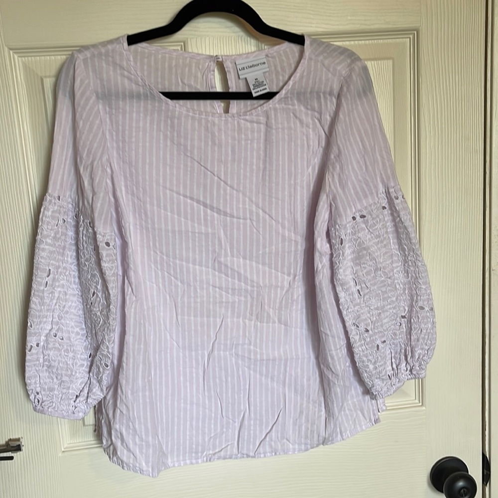 Liz Claiborne. Baby Pink Puffed Sleeves Blouse